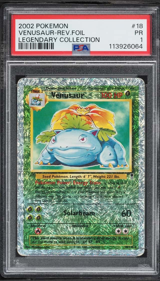 2002 Pokemon Legendary Collection Reverse Holo Venusaur #18 PSA 1 PR