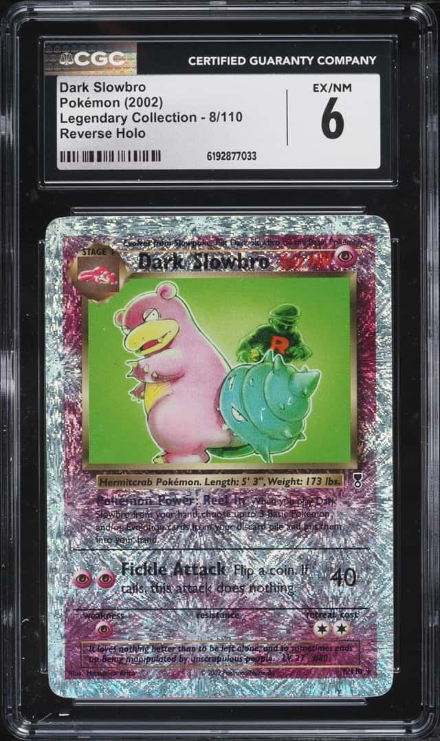 2002 Pokemon Legendary Collection Reverse Holo Dark Slowbro #8 CGC 6 EXMT
