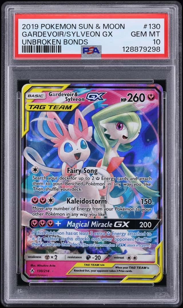 2019 Pokemon Sun & Moon Unbroken Bonds Holo Gardevoir & Sylveon GX #130 PSA 10 GEM MINT