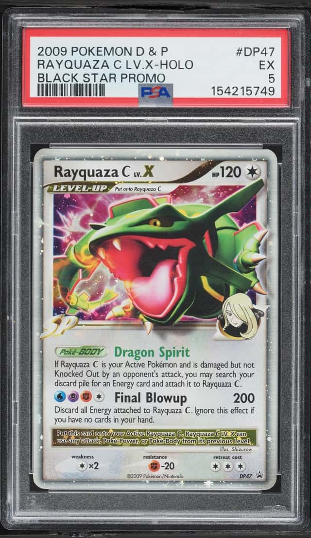 2009 Pokemon Diamond & Pearl Black Star Promo Holo Rayquaza C LV.X #DP47 PSA 5 EX