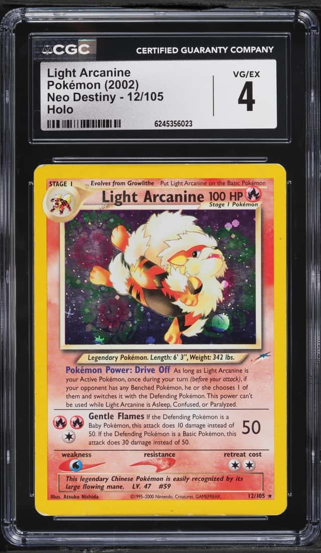 2002 Pokemon Neo Destiny Holo Light Arcanine #12 CGC 4 VGEX