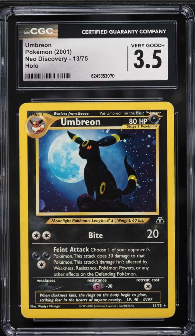 2001 Pokemon Neo Discovery Holo Umbreon #13 CGC 3.5 VG+