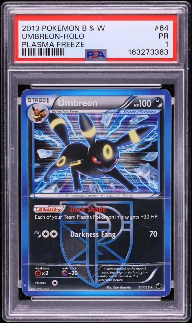 2013 Pokemon Black & White Plasma Freeze Holo Umbreon #64 PSA 1 PR