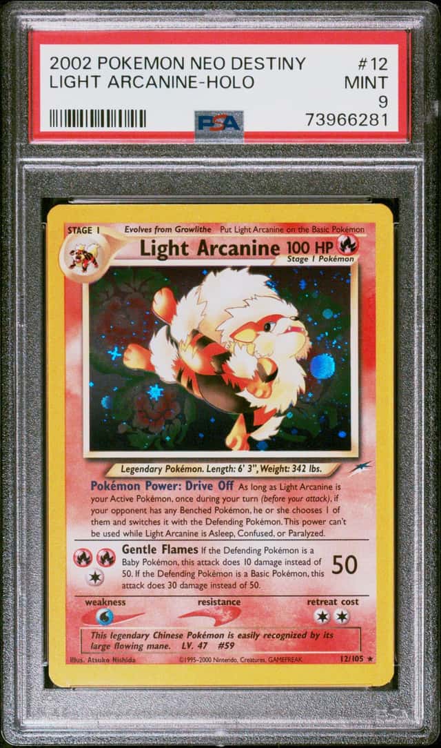 2002 Pokemon Neo Destiny Holo Light Arcanine #12 PSA 9 MINT