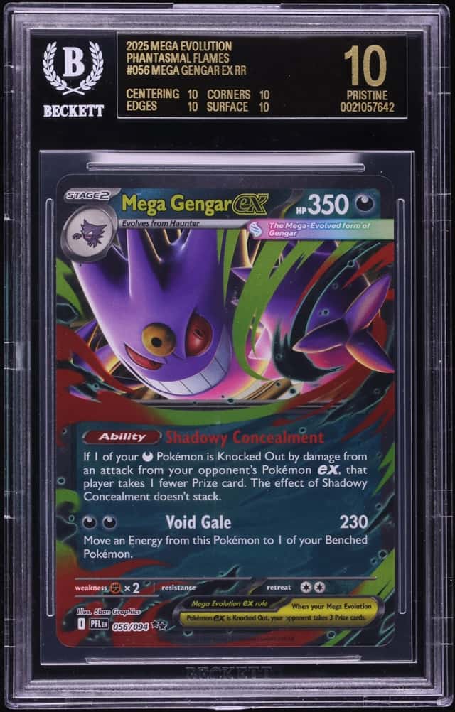 2025 Pokemon Mega Evolution Phantasmal Flames Holo Mega Gengar Ex #56 BGS 10 BLACK LABEL