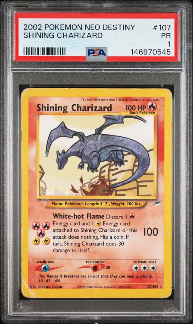 2002 Pokemon Neo Destiny Shining Charizard #107 PSA 1 PR