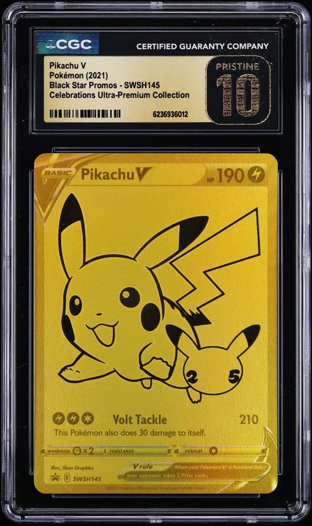 2021 Pokemon SWSH Promo Celebrations Ultra Premium Full Art Pikachu V #SWSH145 CGC 10 PRISTINE