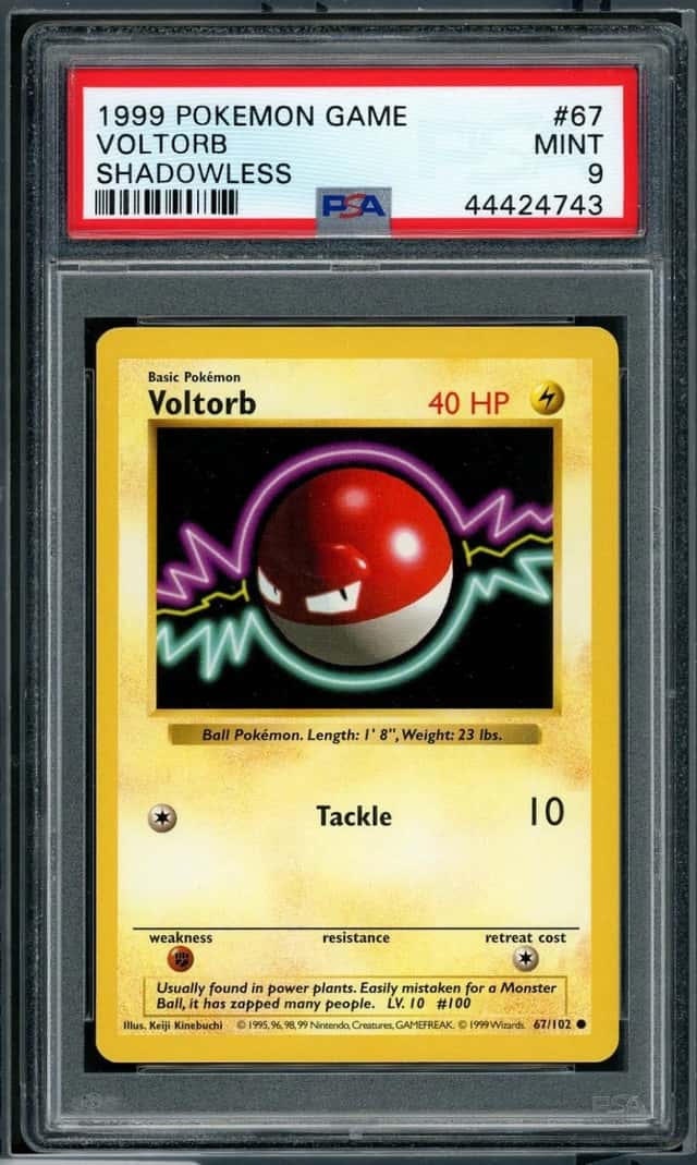 1999 POKEMON VOLTORB SHADOWLESS GAME #67 PSA 9