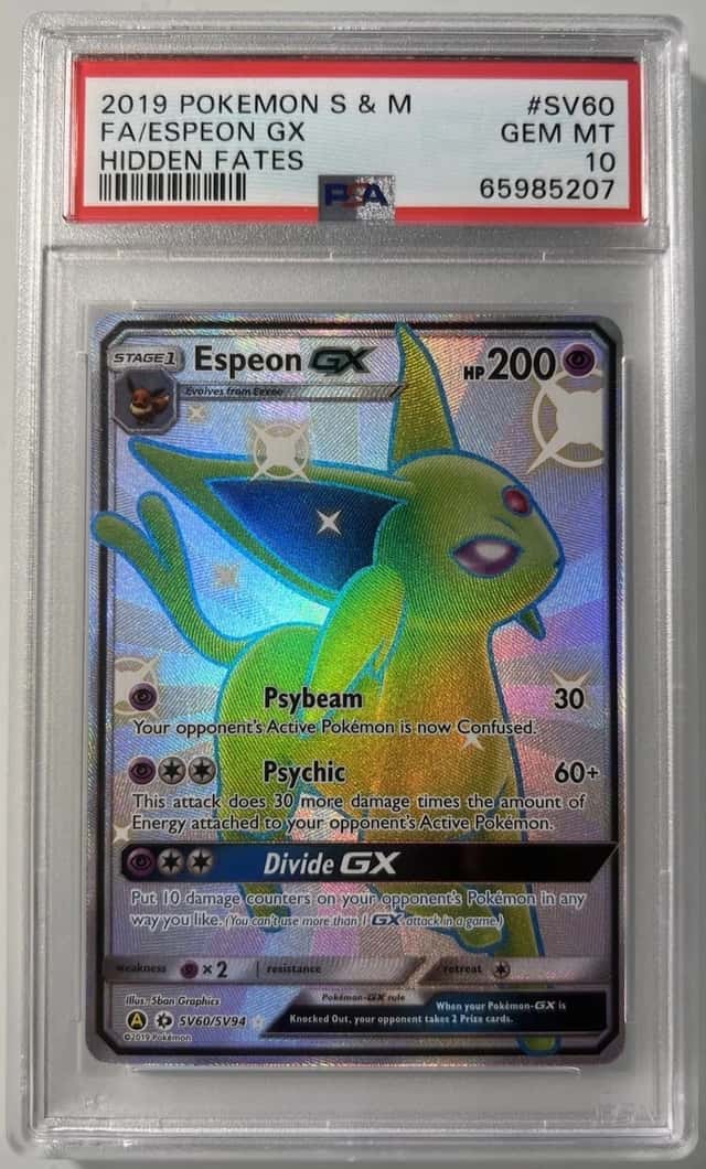 Pokemon 2019 Espeon GX SV60 Full Art Shiny Vault Hidden Fates GEM MINT PSA 10