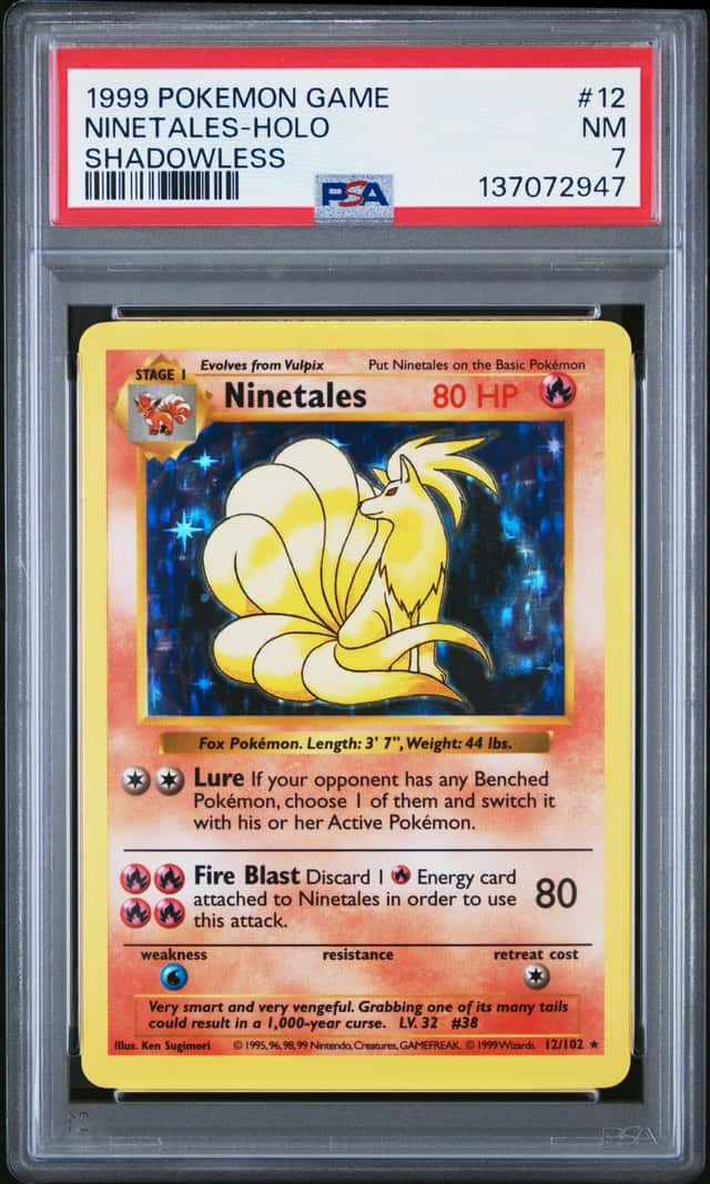 POKEMON NINETALES 1999 GAME #12 HOLO SHADOWLESS PSA 7