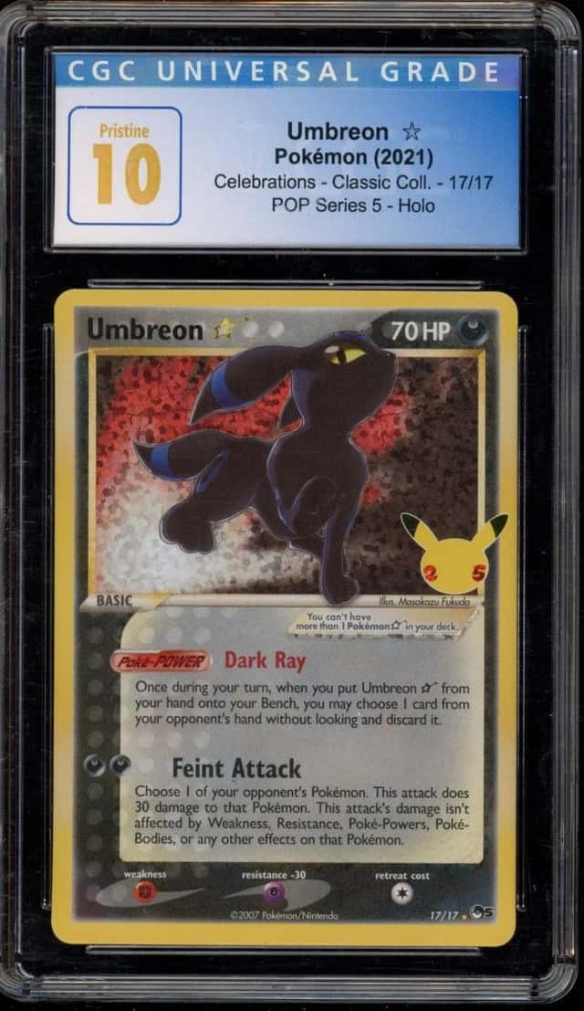 Pokemon Umbreon Gold Star Celebrations Classic Coll. 17/17 Holo CGC 10 Pristine