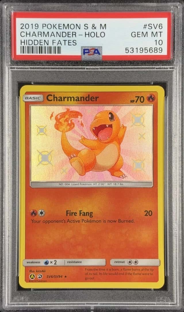 PSA 10 Charmander #SV6/SV94 Hidden Fates Shiny Vault Holo Pokemon