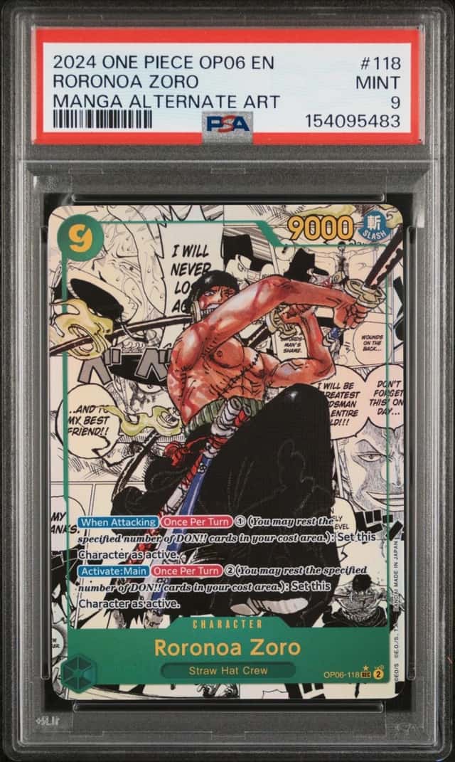 One Piece Roronoa Zoro Op06 118 Manga Alternate Art PSA 9 Mint