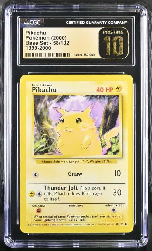 Pokemon Pikachu Base Set "4th Print"58/102 1999-2000 CGC 10 Pristine