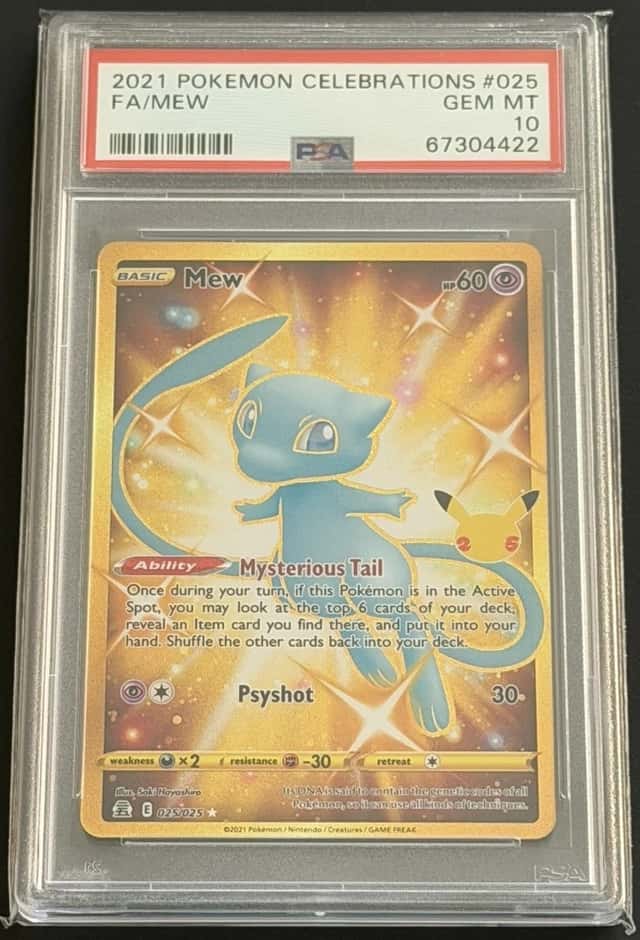 Mew 025/025 Pokemon 2021 Celebrations Secret Rare Holo Gold Full Art PSA 10 Gem