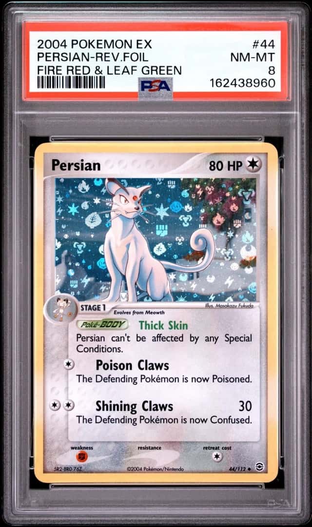 Pokemon Persian Reverse Holo Fire Red & Leaf Green 44 PSA 8