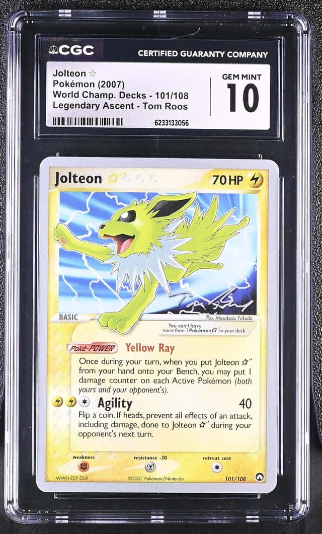 Pokemon Jolteon Gold Star World Champ. Deck 101 Legendary Ascent Tom Roos CGC 10