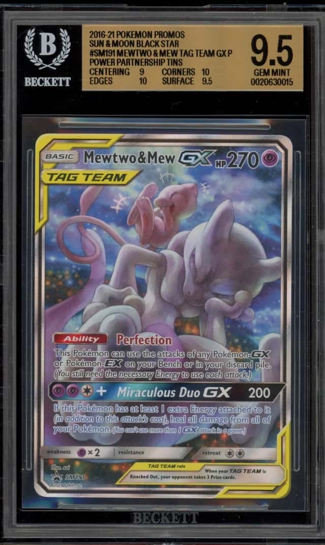 Pokemon Mewtwo & Mew GX Power Partnership Tins Black Star Promo SM191 BGS 9.5