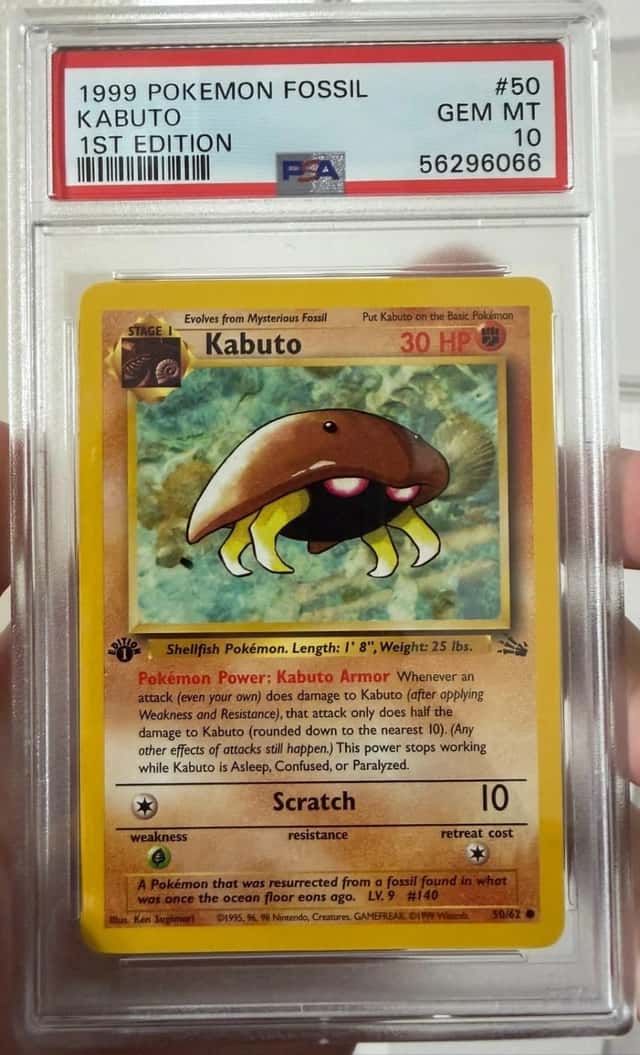 1999 POKEMON FOSSIL 1ST EDITION #50 KABUTO PSA 10