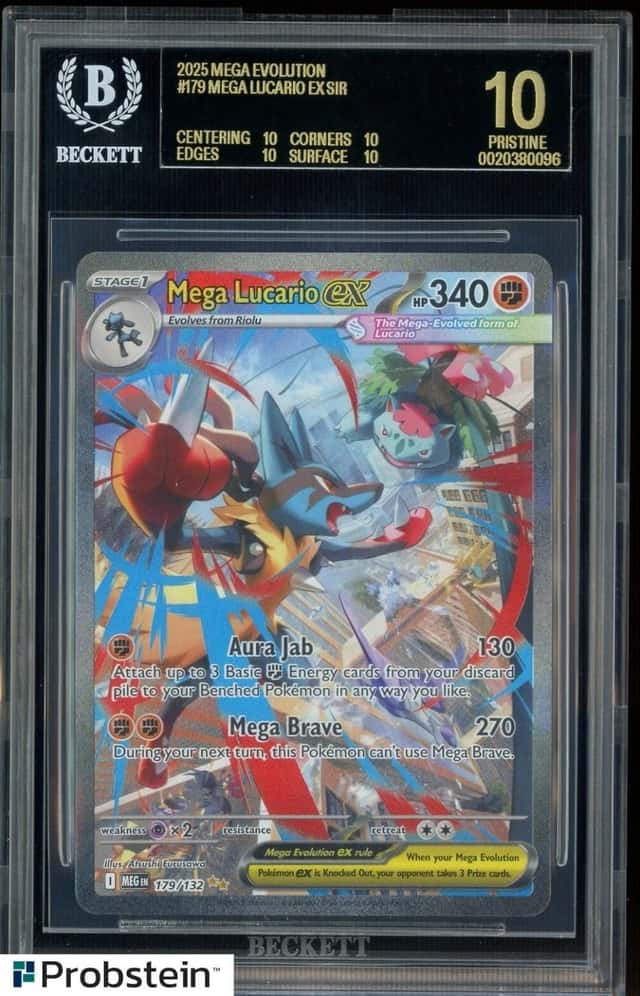 2025 Pokemon Mega Evolution #179 Mega Lucario Ex SIR BGS 10 BLACK LABEL
