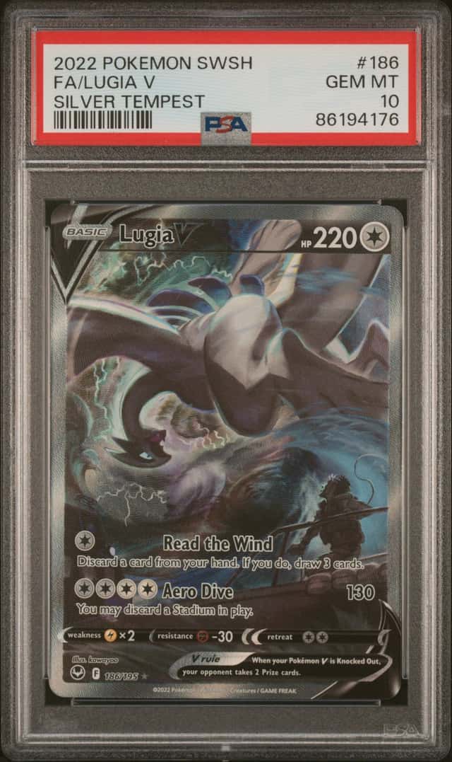2022 POKEMON SWORD & SHIELD SILVER TEMPEST #186 FA/LUGIA V PSA 10 GEM MINT