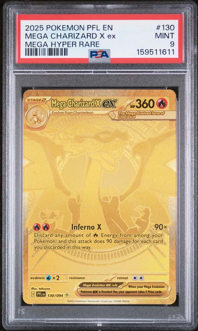 MEGA CHARIZARD X EX POKEMON PHANTASMAL FLAMES #130 MEGA HYPER RARE PSA 9 Q4374