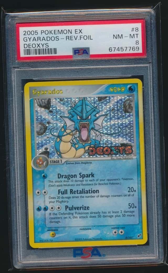 GYARADOS 2005 POKEMON EX DEOXYS REVERSE HOLO RARE 8/107 GRADED PSA 8 NM-MT