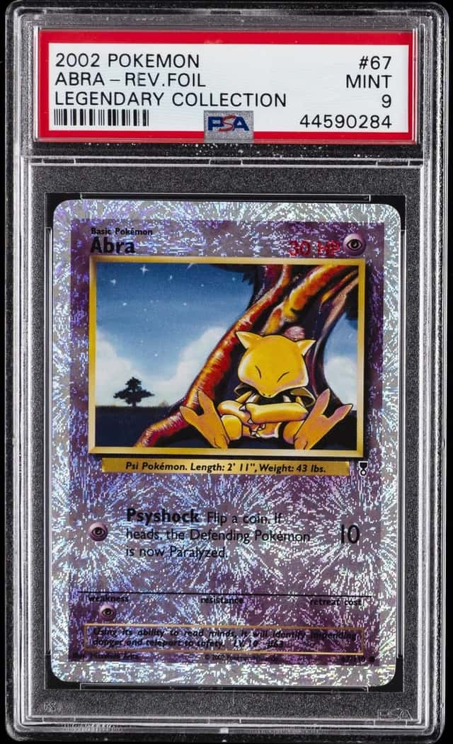 2002 POKEMON LEGENDARY COLLECTION #67 ABRA-REVERSE FOIL PSA 9