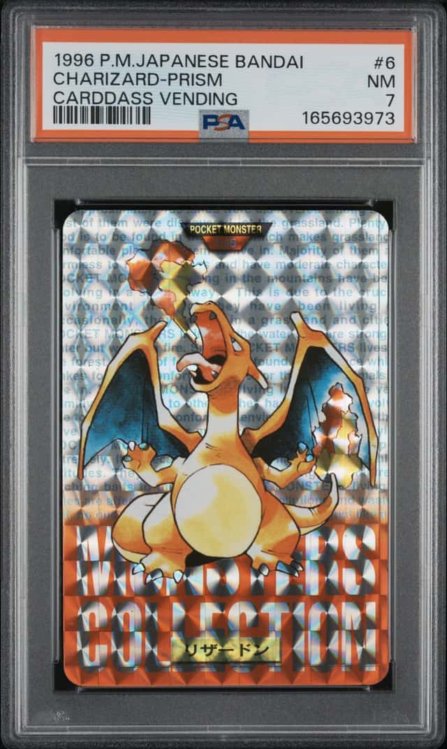 1996 POKEMON JAPANESE BANDAI CARDDASS VENDING #6 CHARIZARD-PRISM PSA 7