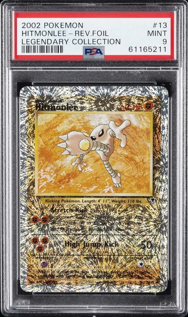 2002 POKEMON LEGENDARY COLLECTION #13 HITMONLEE-REVERSE FOIL PSA 9