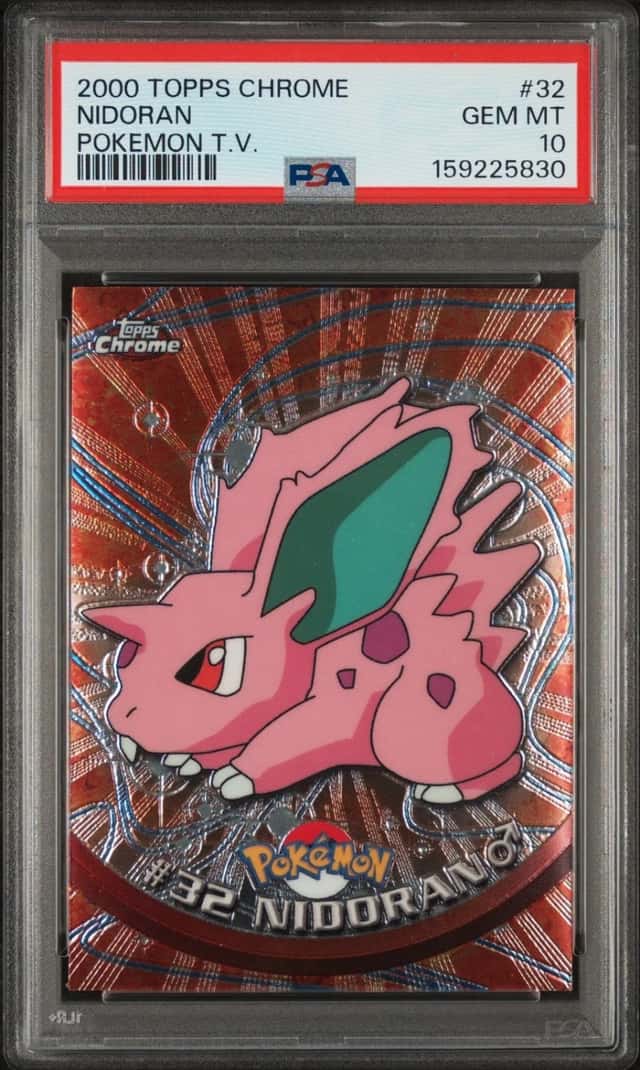 2000 TOPPS CHROME POKEMON T.V. #32 NIDORAN PSA 10