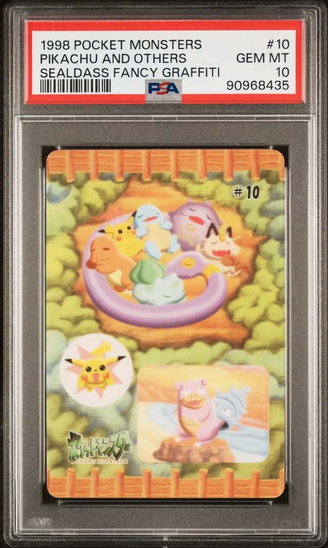 1998 Pocket Monsters Sealedass Fancy Graffiti #10 Pikachu and Others PSA 10
