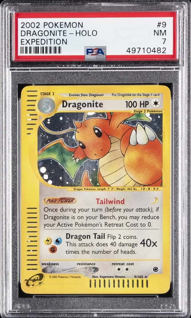 2002 POKEMON EXPEDITION #9 DRAGONITE-HOLO PSA 7