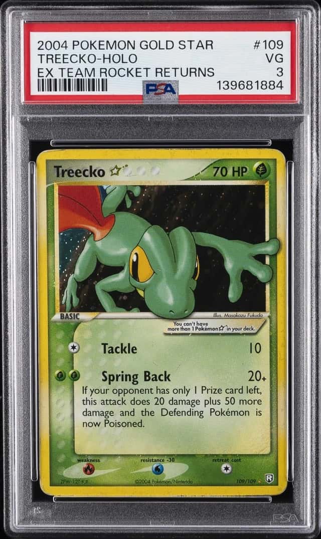 2004 POKEMON EX TEAM ROCKET RETURNS GOLD STAR #109 TREECKO-HOLO PSA 3