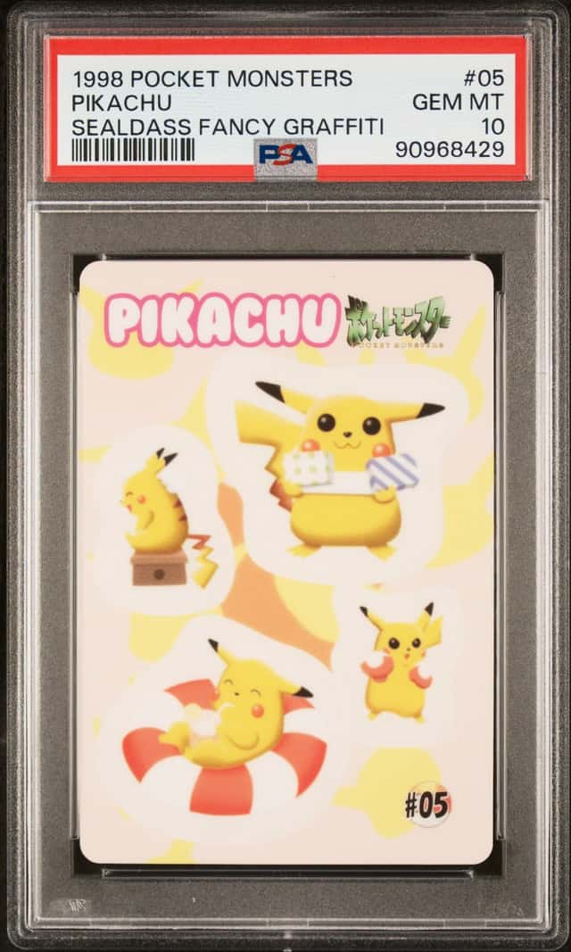 1998 Pocket Monsters Pikachu Sealdass Graffiti #005 PSA 10