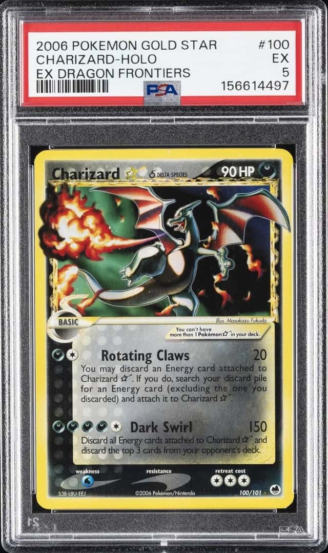 2006 POKEMON EX DRAGON FRONTIERS GOLD STAR #100 CHARIZARD-HOLO PSA 5