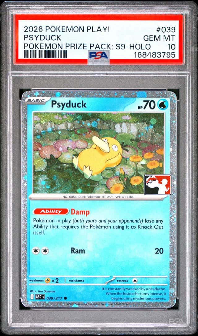 2026 POKEMON PLAY! POKEMON PRIZE PACK: SERIES 9 HOLO #039 PSYDUCK PSA 10