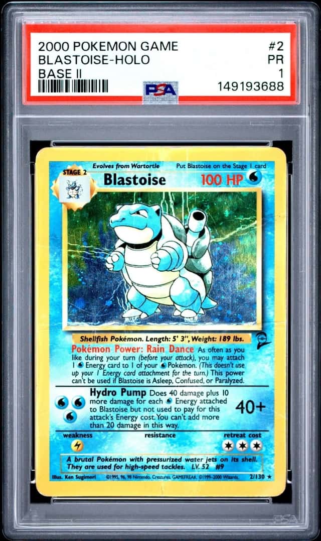 2000 POKEMON BASE SET 2 #2 BLASTOISE-HOLO PSA 1
