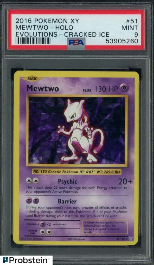 2016 Pokemon XY Evolutions Cracked Ice #51 Mewtwo Holo PSA 9 MINT