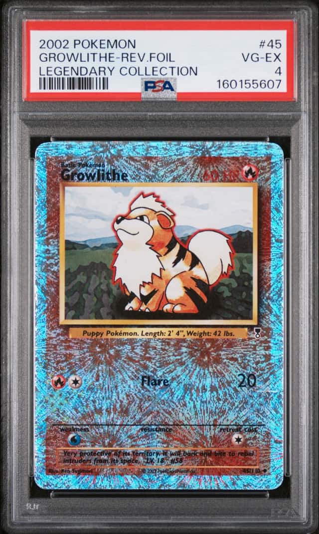 2002 POKEMON LEGENDARY COLLECTION #45 GROWLITHE-REV.FOIL PSA 4 VG-EX
