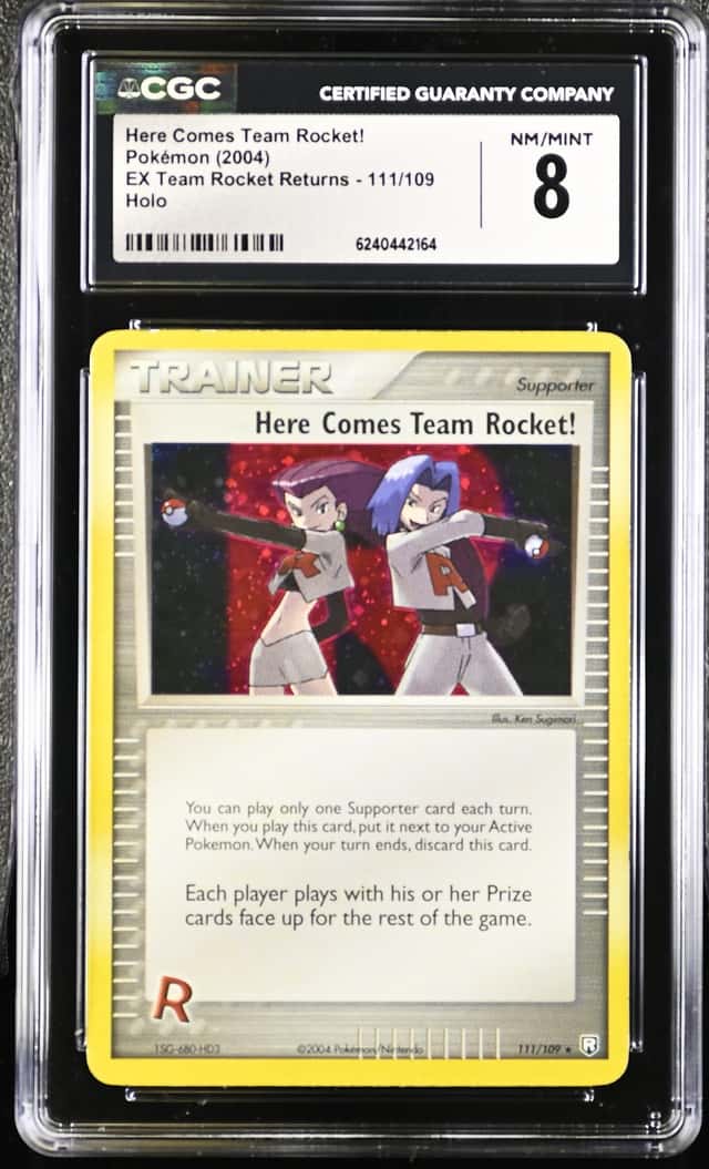 2004 Pokemon EX Team Rockets Returns #111 Here Comes Team Rocket Holo CGC 8