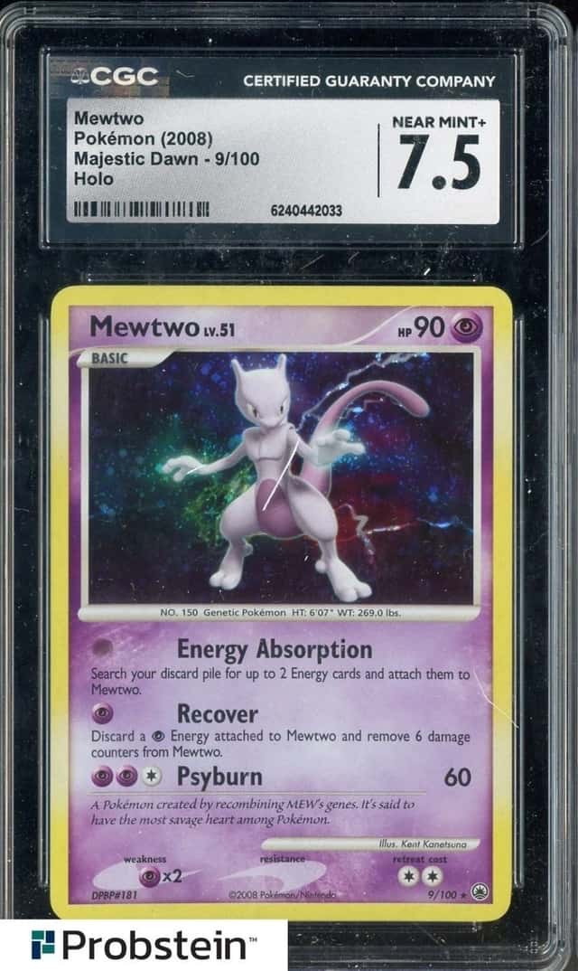 2008 Pokemon Majestic Dawn #9 Mewtwo Holo CGC 7.5 NM+