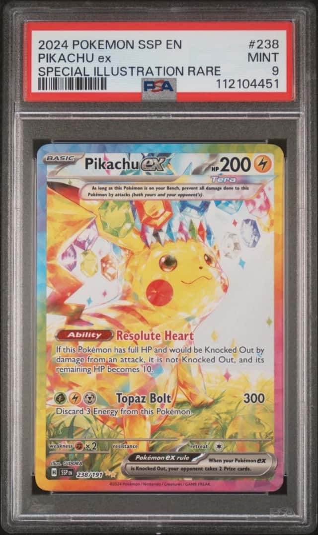 2024 POKEMON SSP EN-SURGING SPARKS SPECIAL ILLUSTRATION RARE PIKACHU EX PSA 9