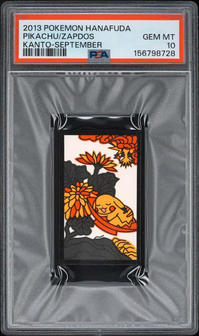 2013 POKEMON HANAFUDA KANTO SEPTEMBER PIKACHU/ZAPDOS PSA 10