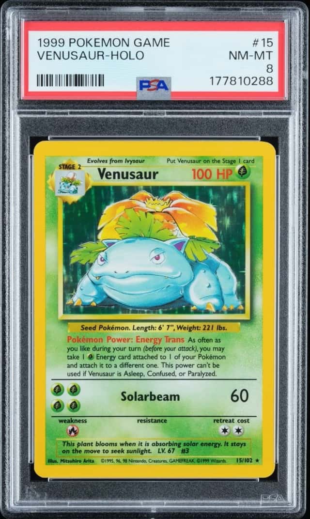 1999 Pokémon  Venusaur 15/102 Base Set Holo PSA 8