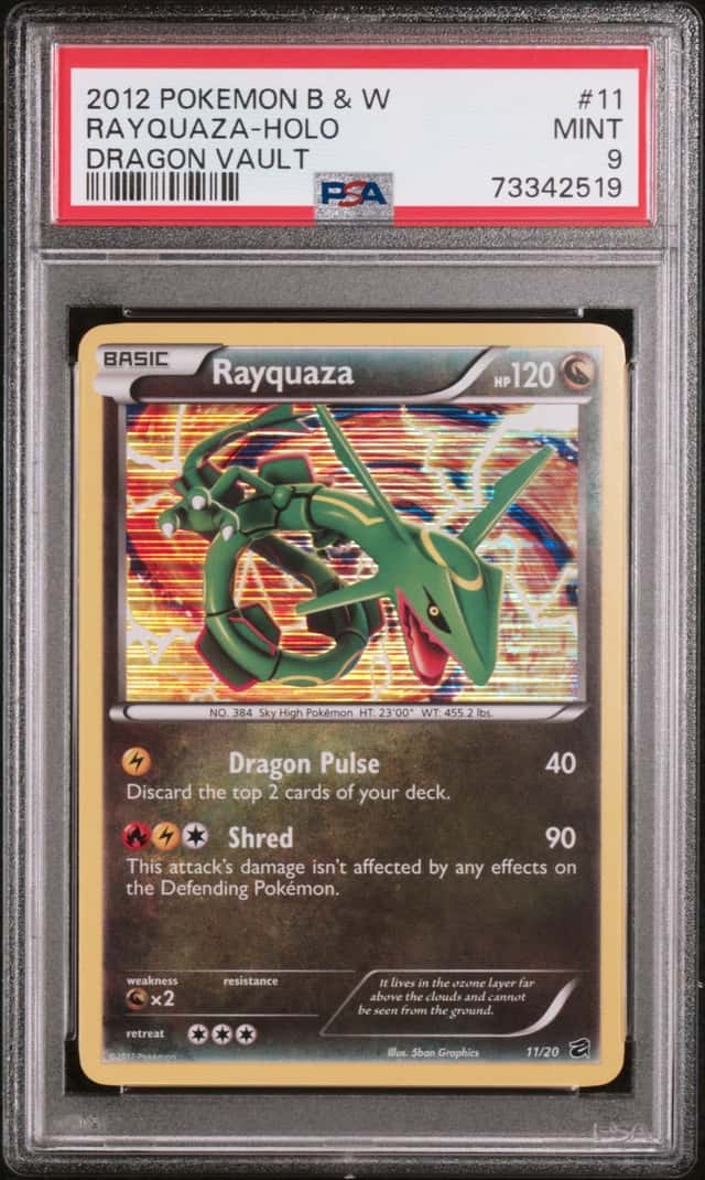 PSA 9 Pokemon B & W Rayquaza 11/20 Dragon Vault Holo 2012
