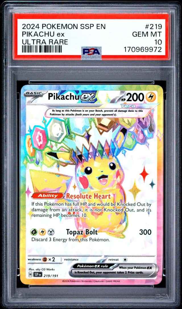 2024 Pokemon Pikachu EX #219 Surging Sparks Ultra Rare PSA 10