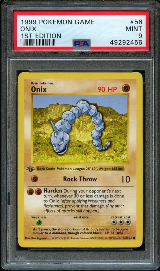 1999 POKEMON BASE SET 1ST EDITION #56 ONIX PSA 9 MINT