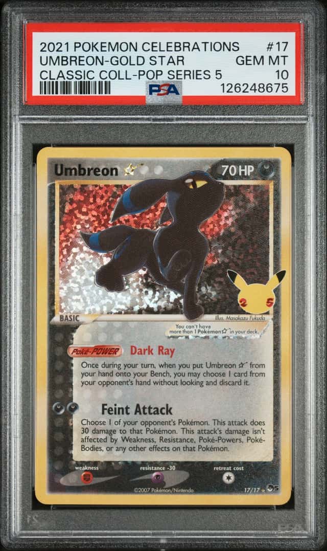 UMBREON 2021 POKEMON CELEBRATIONS CLASSIC COLL 17/17 GOLD STAR PSA 10 Q3963-7