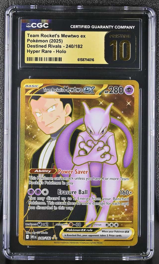 2025 Pokemon Destined Rivals Team Rocket's Mewtwo ex #240/182 CGC 10 GEM MINT